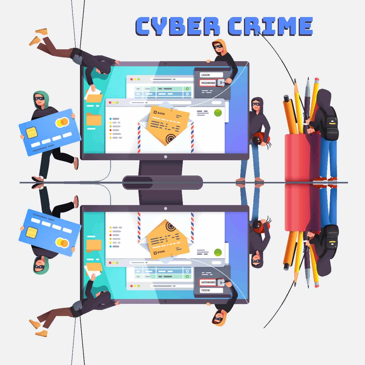 Illustratie over cybercriminaliteit en informatiebeveiliging